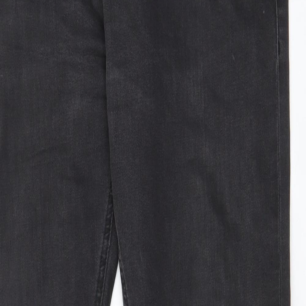 HUGO BOSS Mens Grey Cotton Straight Jeans Size 36 in L34 in Slim Zip - Pockets, Belt Loops, Logo