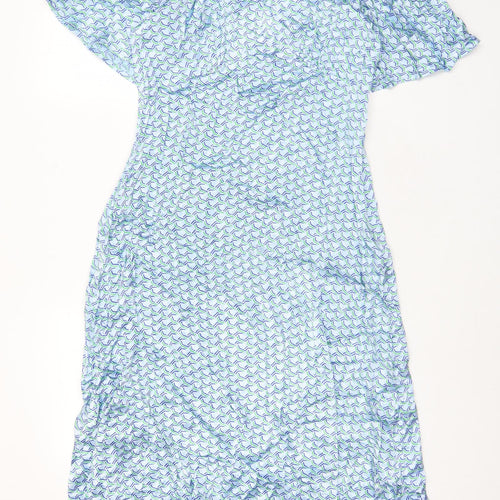 Finery Womens Black Geometric Viscose A-Line Size 14 V-Neck Zip