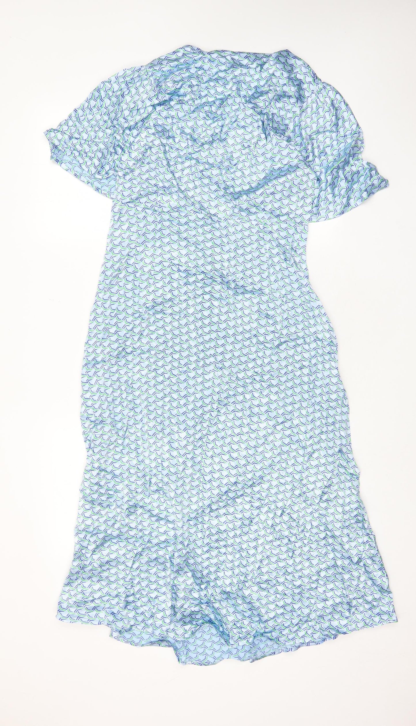 Finery Womens Black Geometric Viscose A-Line Size 14 V-Neck Zip