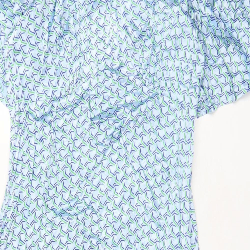 Finery Womens Black Geometric Viscose A-Line Size 14 V-Neck Zip