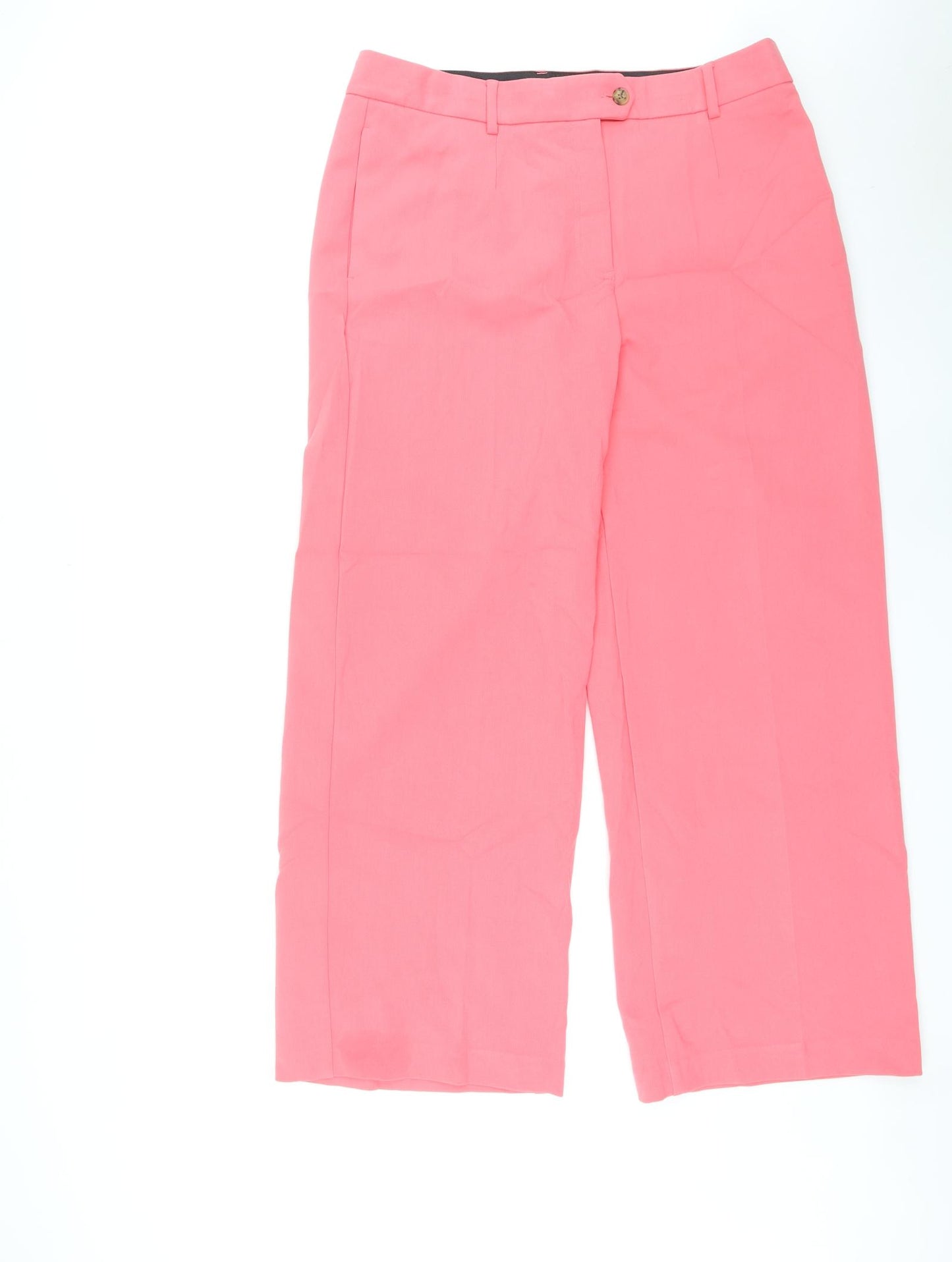 Marks and Spencer Womens Pink Polyester Chino Trousers Size 18 L29 in Regular Zip