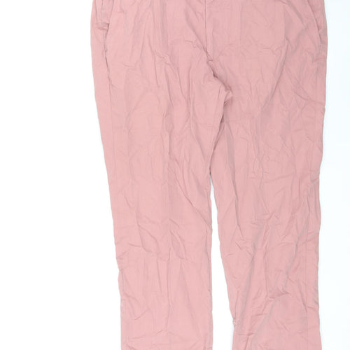 Marks and Spencer Mens Pink Cotton Trousers Size 42 in L28 in Regular Zip