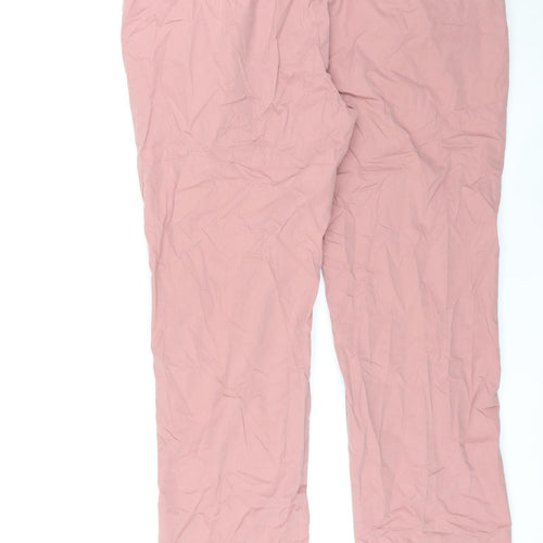Marks and Spencer Mens Pink Cotton Trousers Size 42 in L28 in Regular Zip
