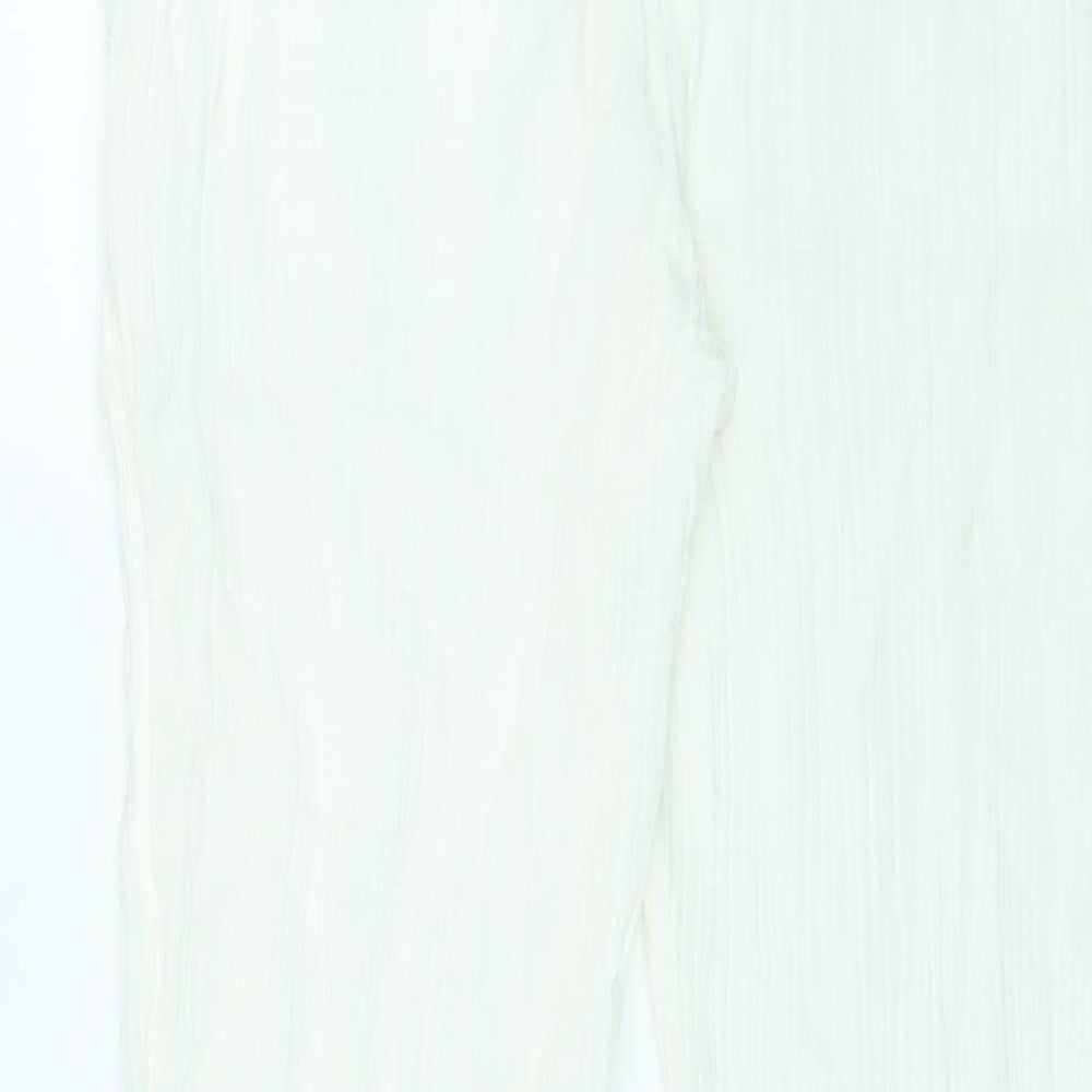 Per Una Womens Ivory Cotton Trousers Size 18 L30 in Regular Tie - Belted