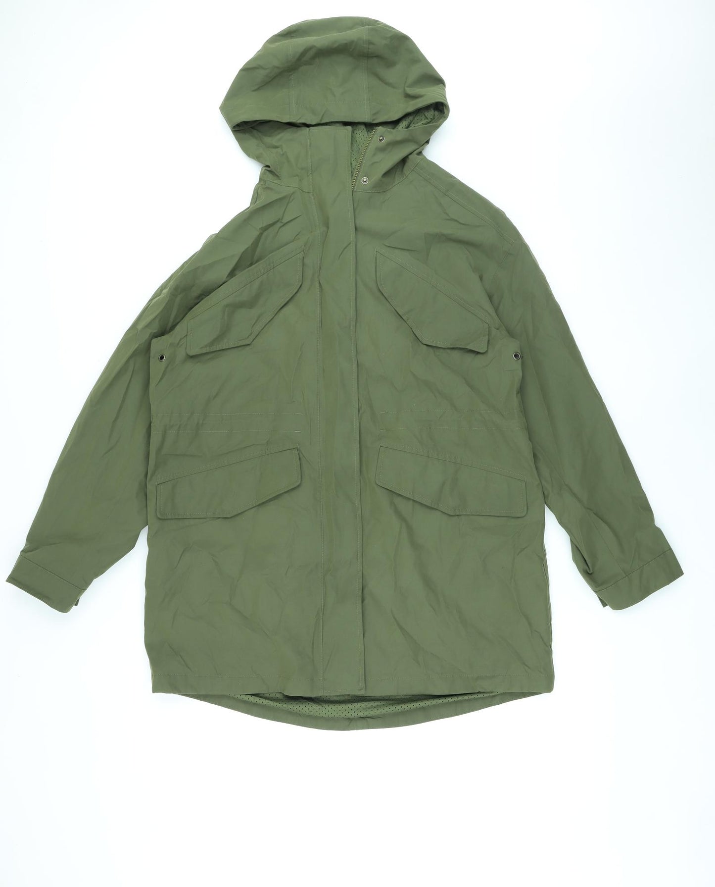 Marks and Spencer Womens Green Parka Coat Size 12 Zip