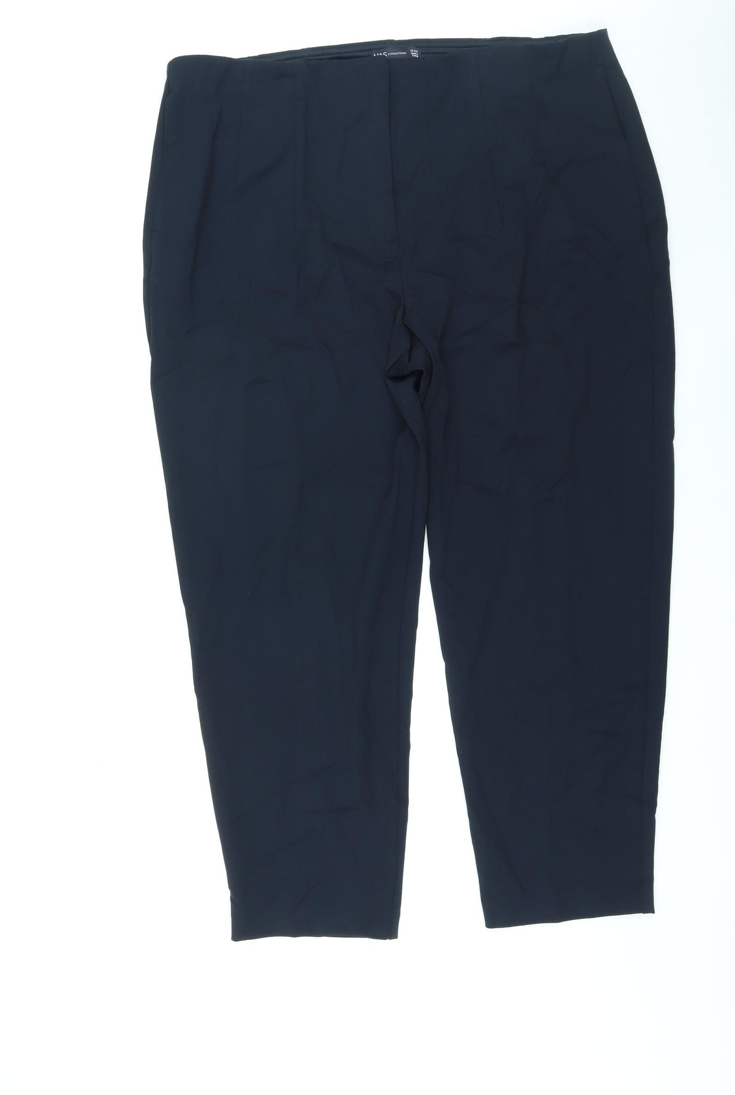 Marks and Spencer Womens Blue Polyester Cropped Trousers Size 20 L25 in Regular Zip