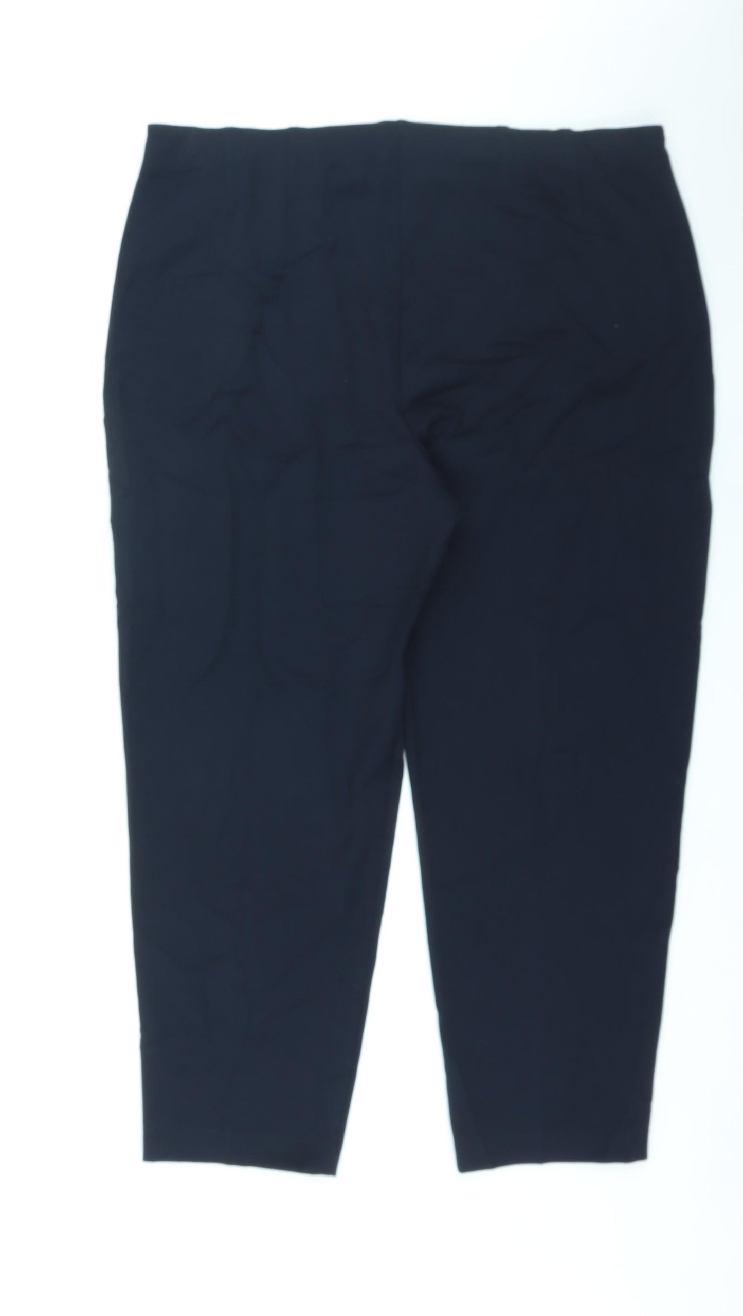 Marks and Spencer Womens Blue Polyester Cropped Trousers Size 20 L25 in Regular Zip