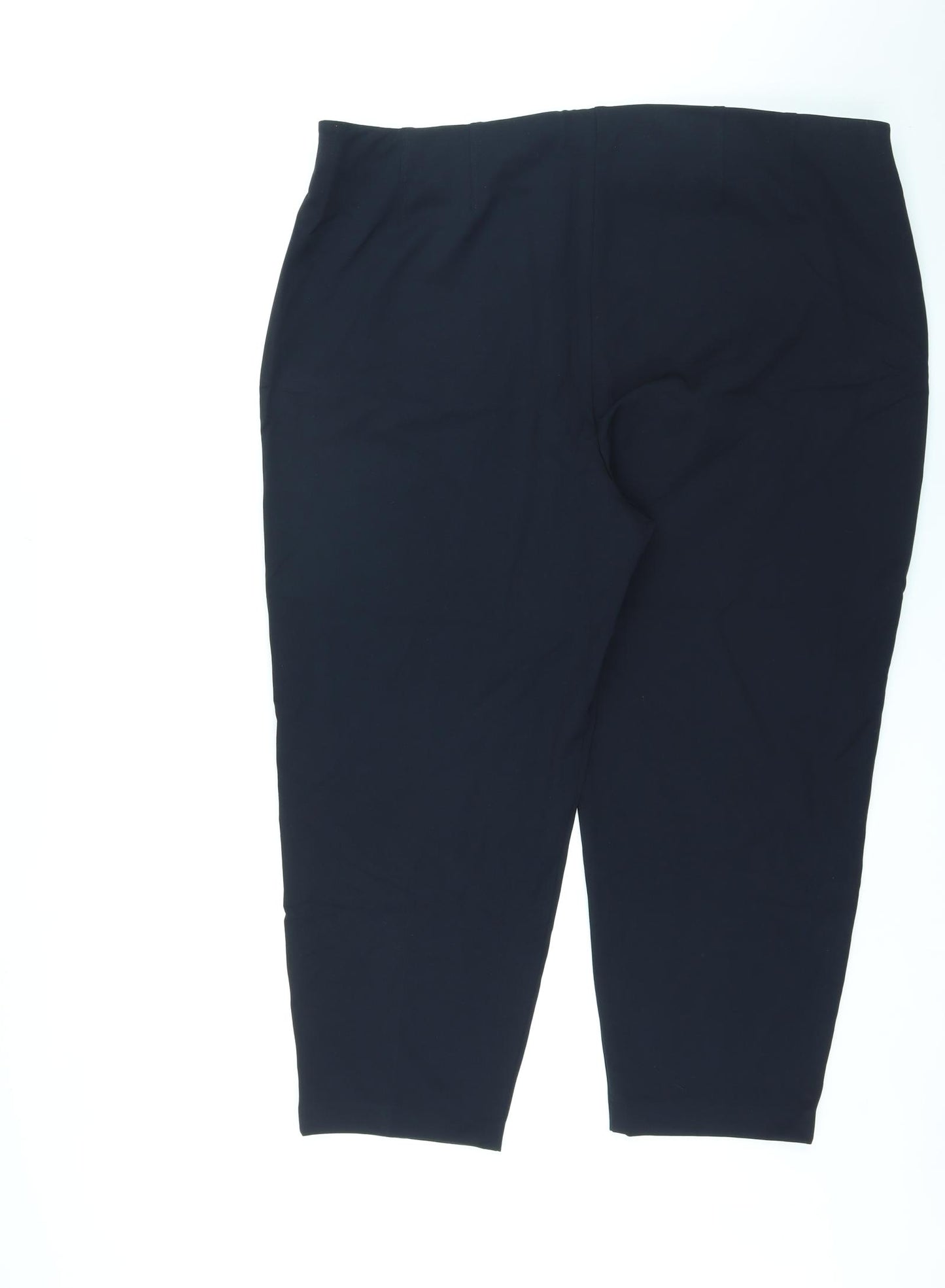 Marks and Spencer Womens Blue Polyester Cropped Trousers Size 24 L24 in Regular Zip
