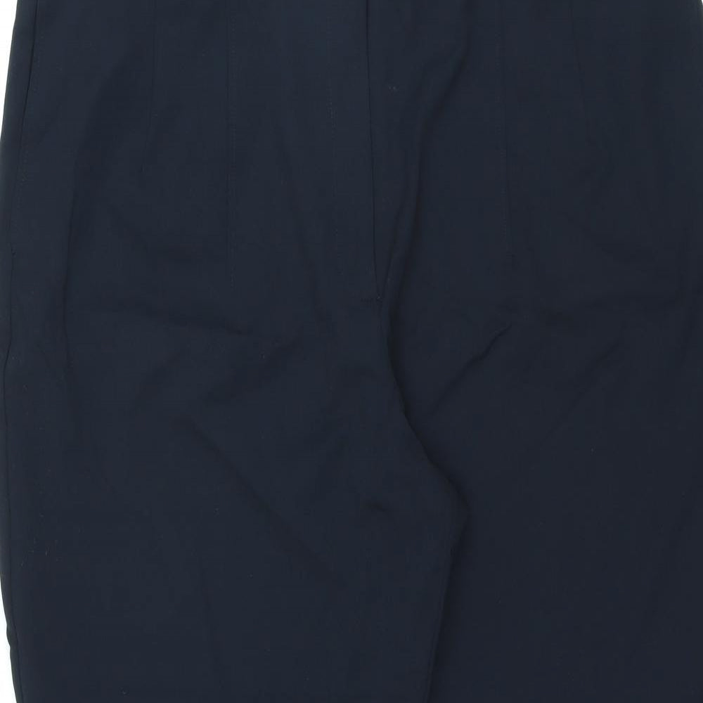 Marks and Spencer Womens Blue Polyester Cropped Trousers Size 24 L24 in Regular Zip