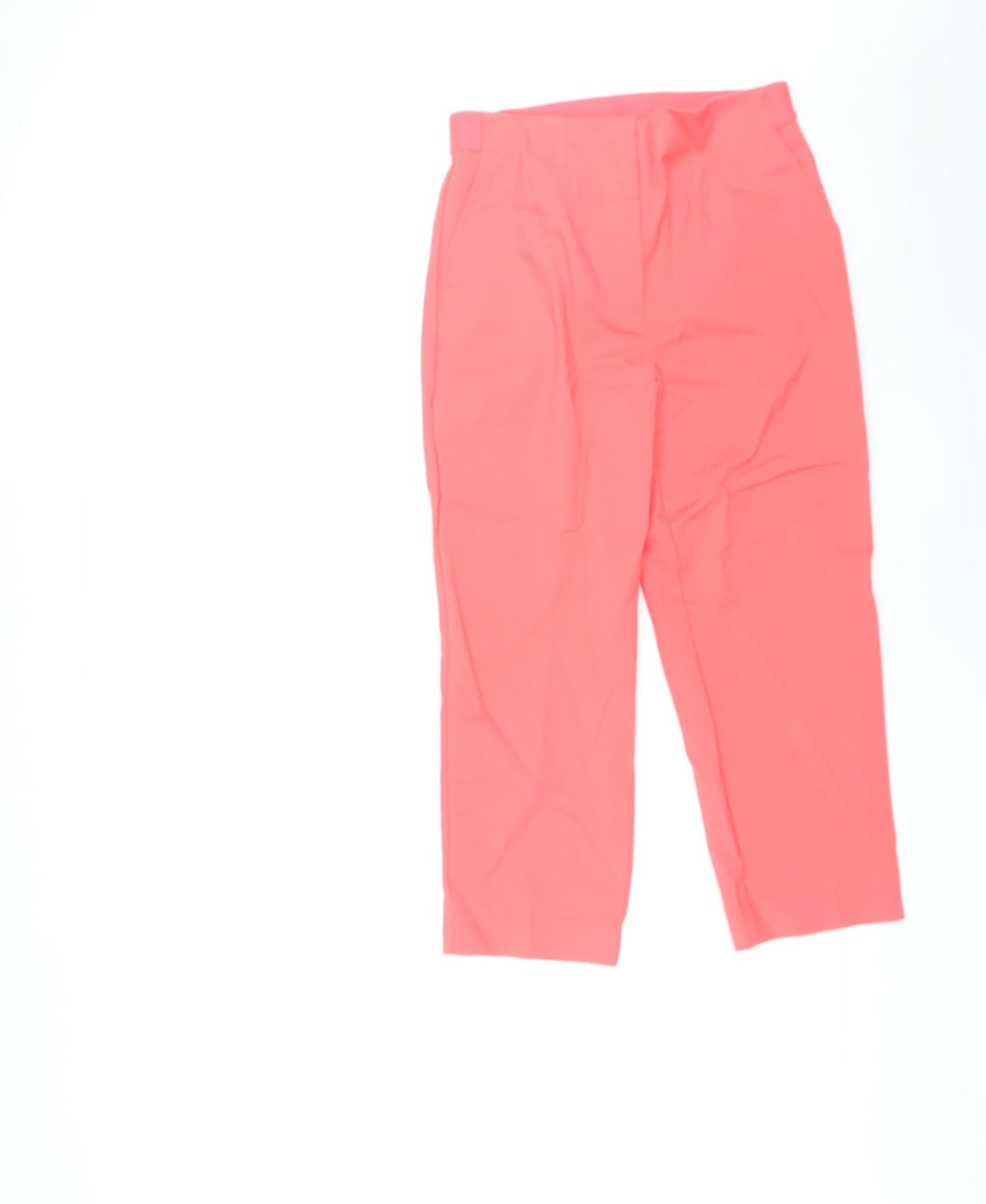 Marks and Spencer Womens Pink Cotton Capri Trousers Size 10 L23 in Regular Zip