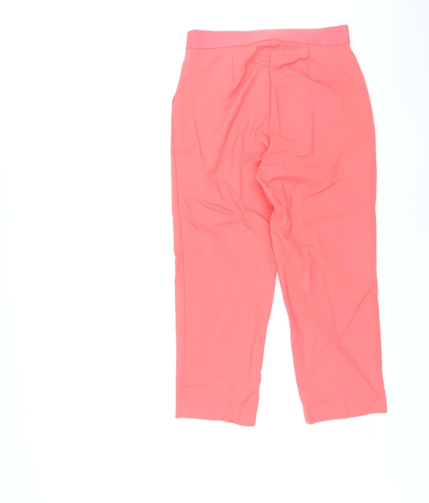 Marks and Spencer Womens Pink Cotton Capri Trousers Size 10 L23 in Regular Zip