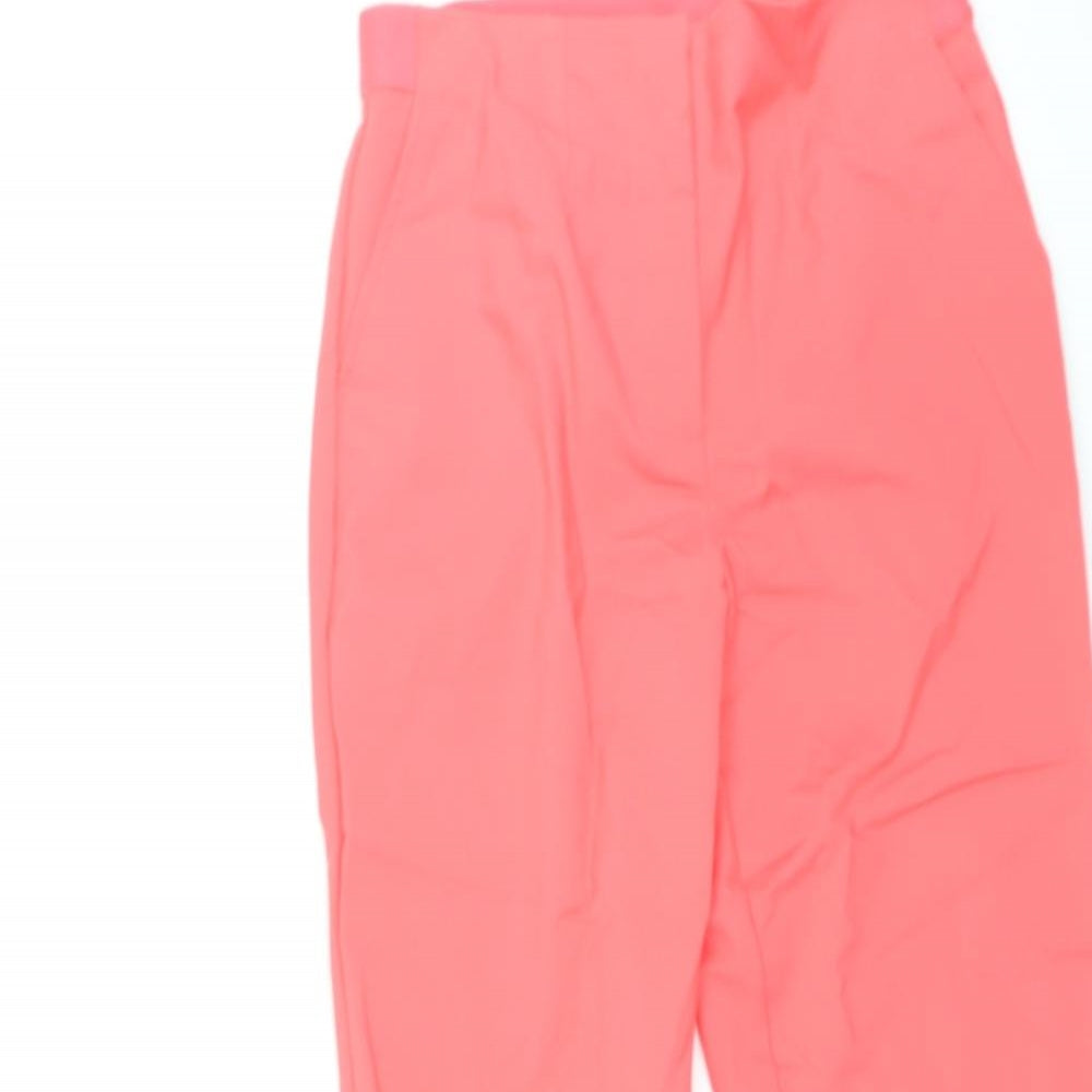 Marks and Spencer Womens Pink Cotton Capri Trousers Size 10 L23 in Regular Zip