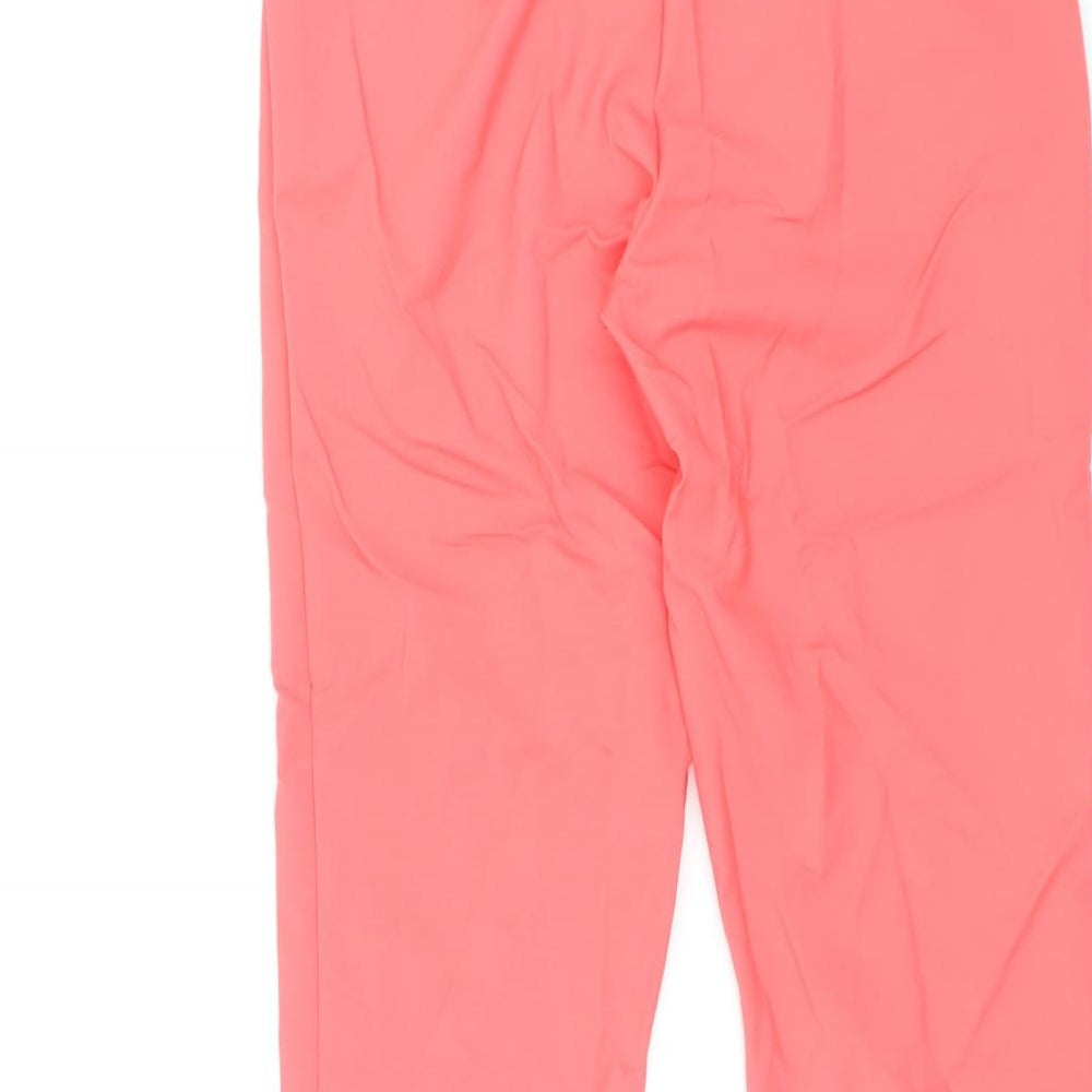 Marks and Spencer Womens Pink Cotton Capri Trousers Size 10 L23 in Regular Zip