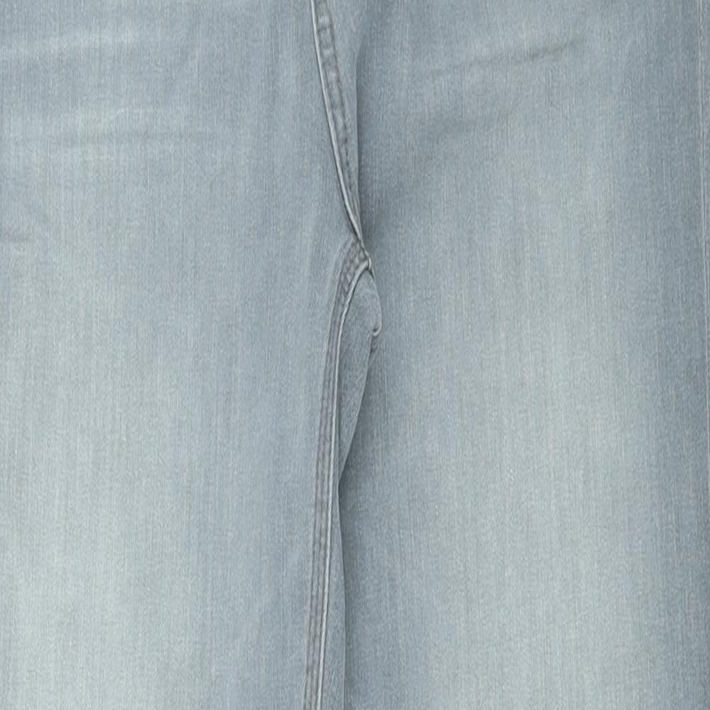 Marks and Spencer Womens Grey Cotton Straight Jeans Size 14 L30 in Regular Zip