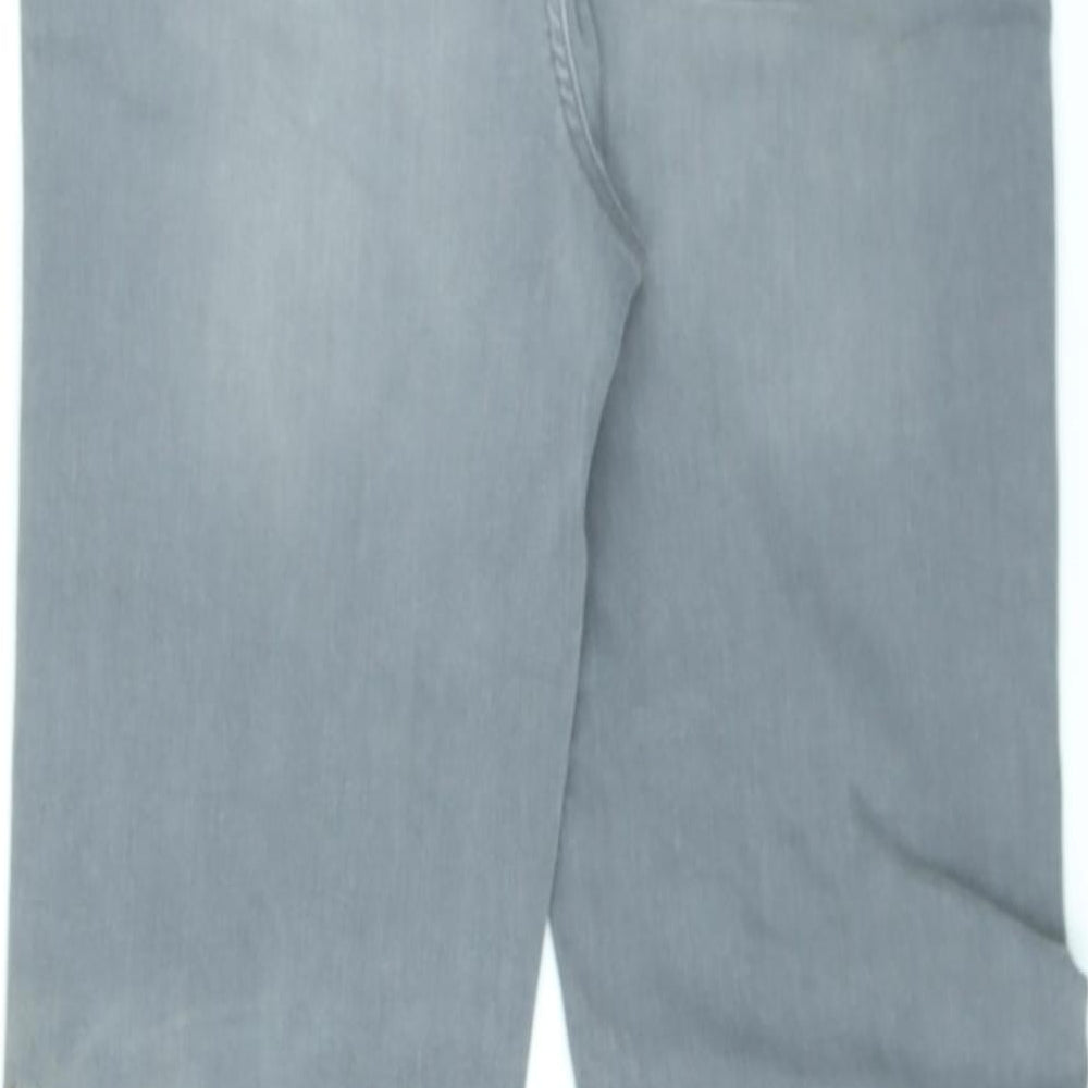 Marks and Spencer Womens Grey Cotton Straight Jeans Size 14 L30 in Regular Zip