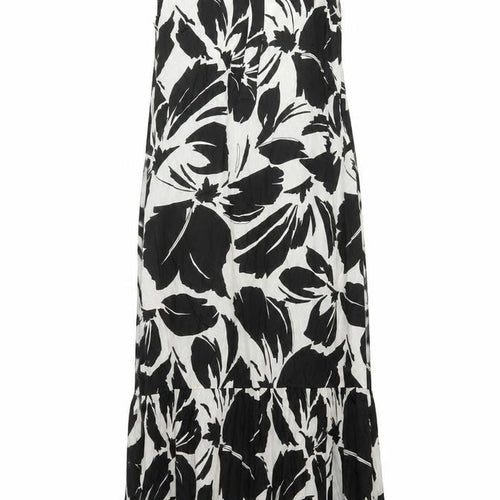Marks and Spencer Womens Black Floral Cotton Maxi Size 8 Round Neck Button