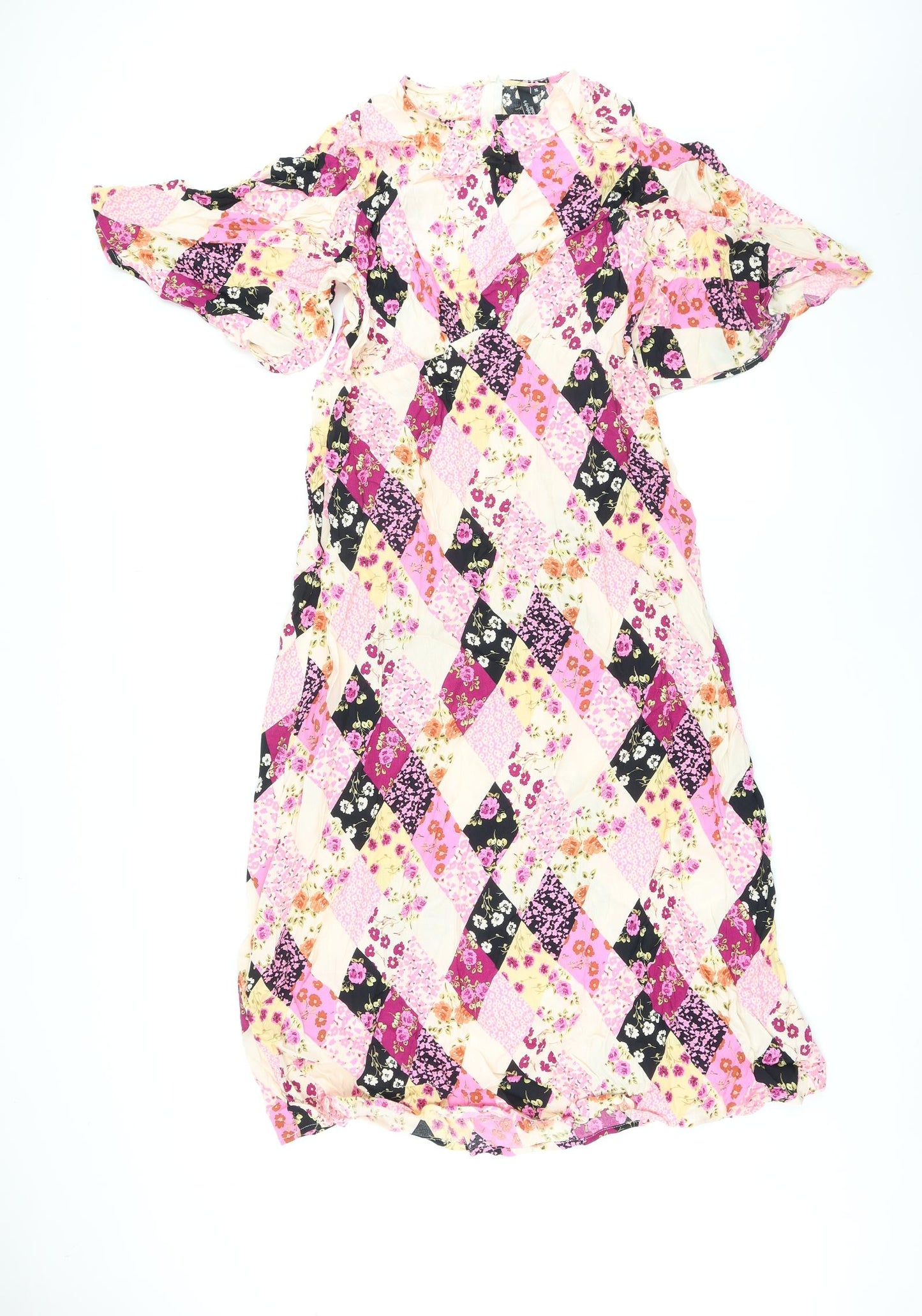 Nobody's Child Womens Multicoloured Floral Viscose Maxi Size 16 Round Neck Zip - Diamond Pattern