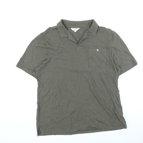 Marks and Spencer Mens Brown Cotton T-Shirt Size L Collared