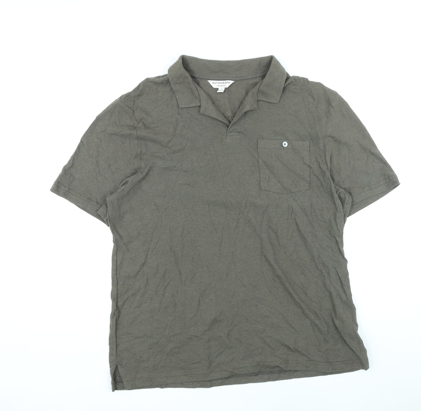 Marks and Spencer Mens Brown Cotton T-Shirt Size L Collared