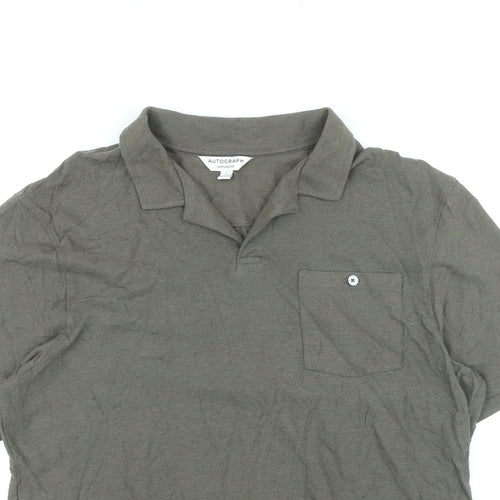 Marks and Spencer Mens Brown Cotton T-Shirt Size L Collared