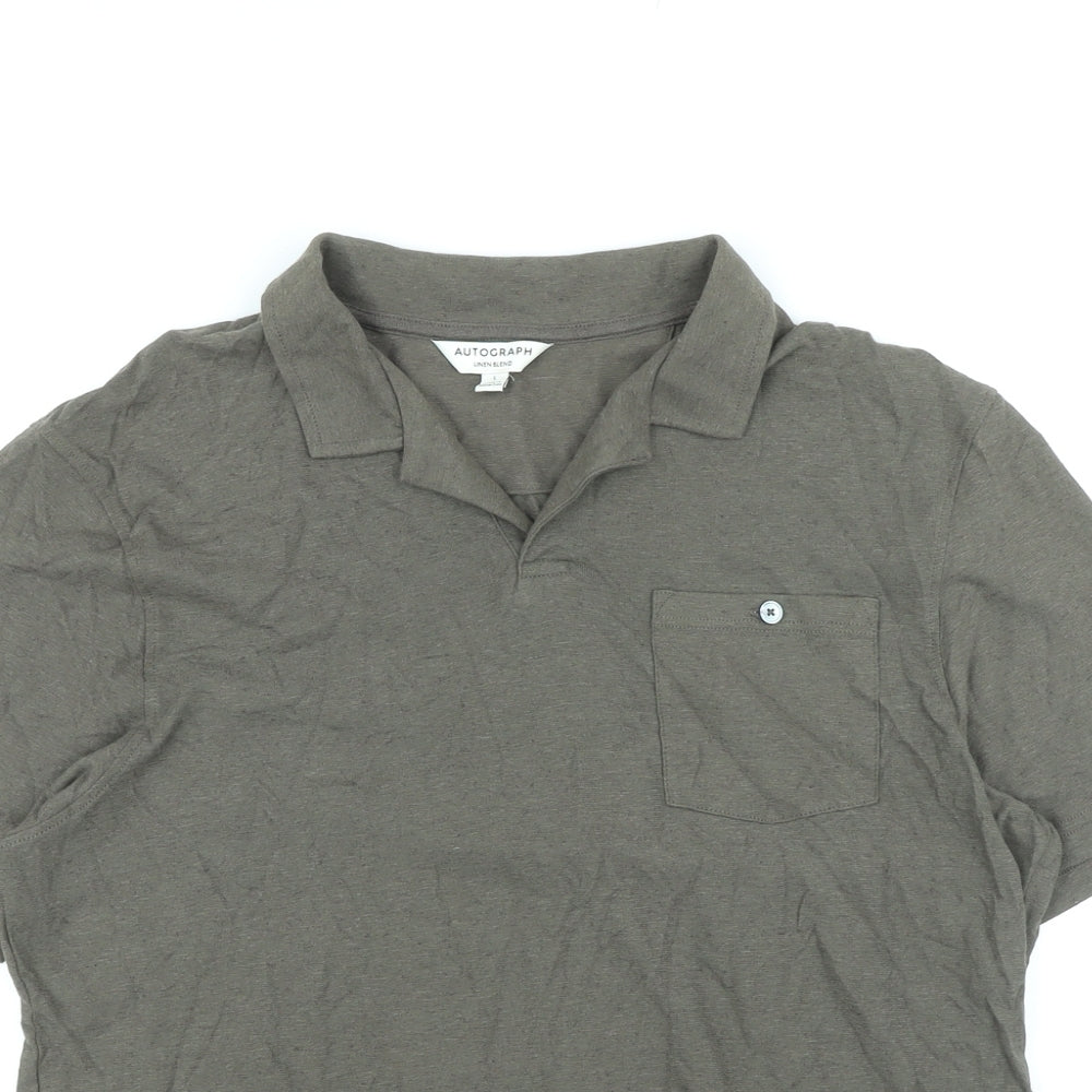 Marks and Spencer Mens Brown Cotton T-Shirt Size L Collared