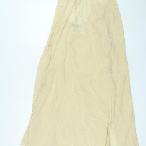 Marks and Spencer Womens Beige Cotton A-Line Size 12 Round Neck Pullover - Open Back, Sheer