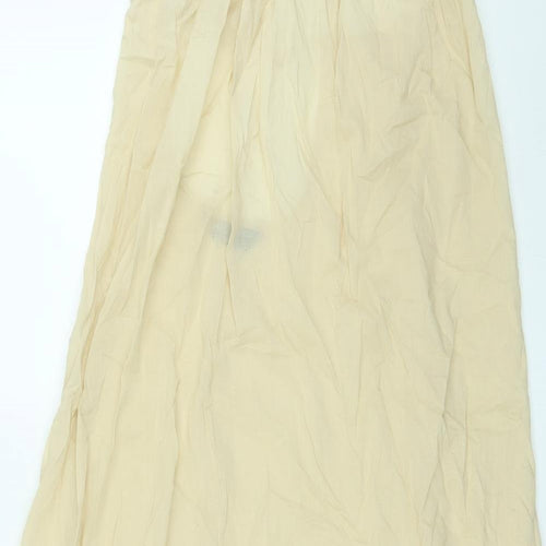 Marks and Spencer Womens Beige Cotton A-Line Size 12 Round Neck Pullover - Open Back, Sheer