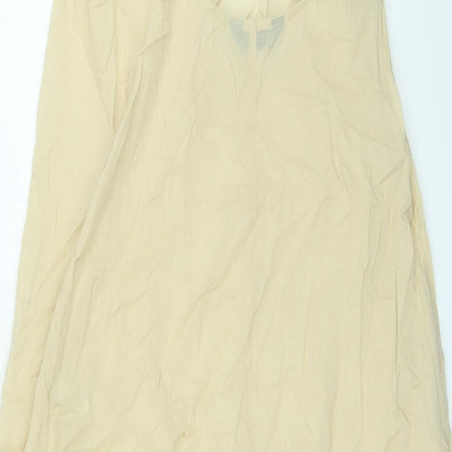 Marks and Spencer Womens Beige Cotton A-Line Size 12 Round Neck Pullover - Open Back, Sheer