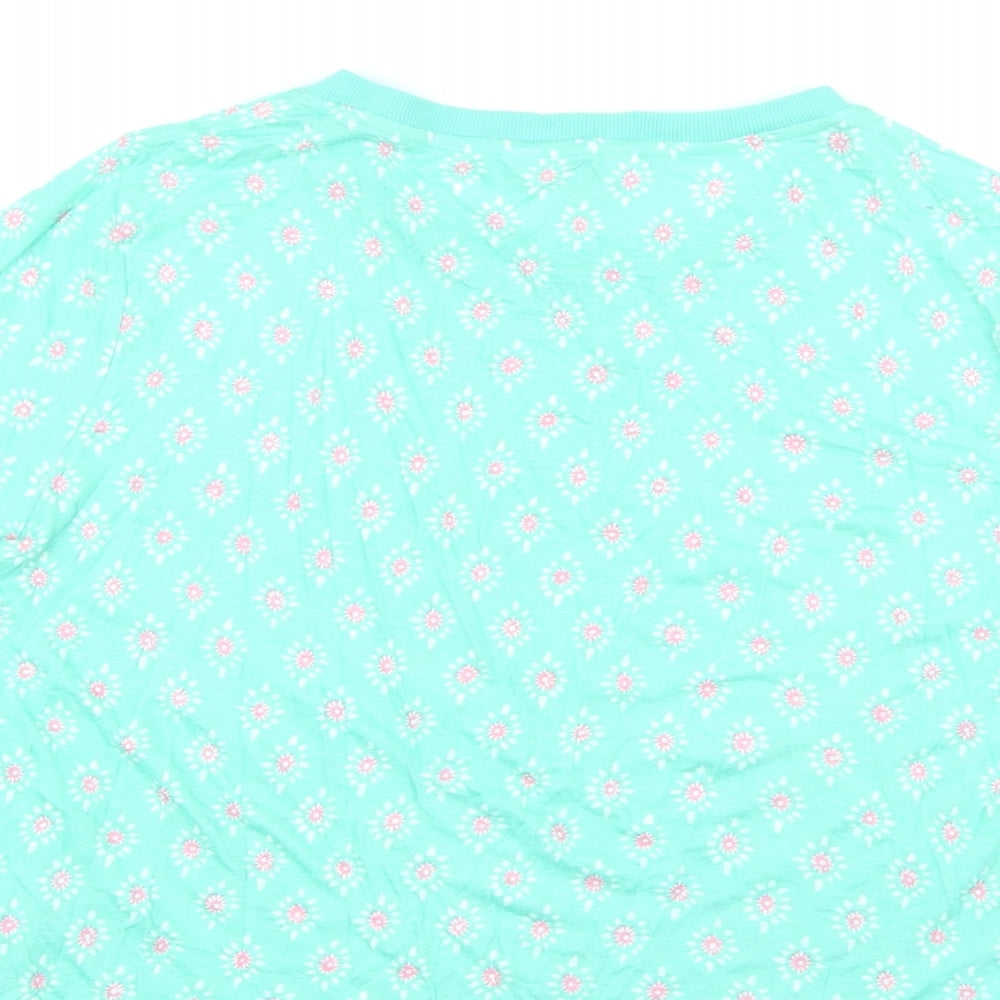 Per Una Womens Green Geometric Viscose Basic T-Shirt Size 16 Round Neck