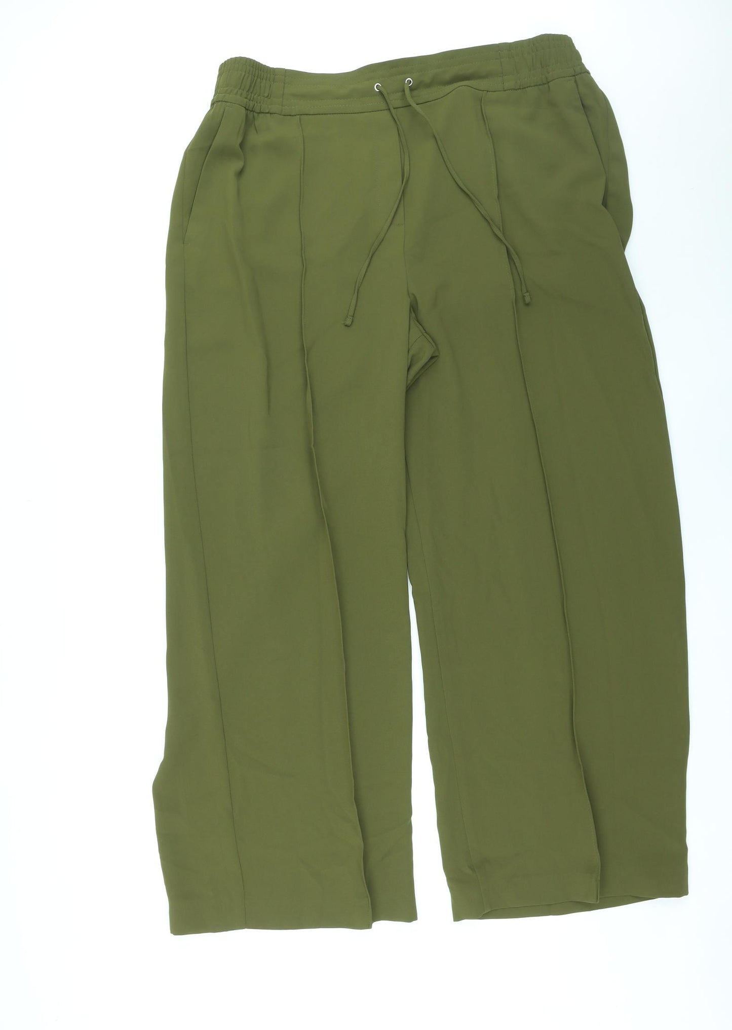 Marks and Spencer Womens Green Polyester Trousers Size 20 L29 in Regular Drawstring