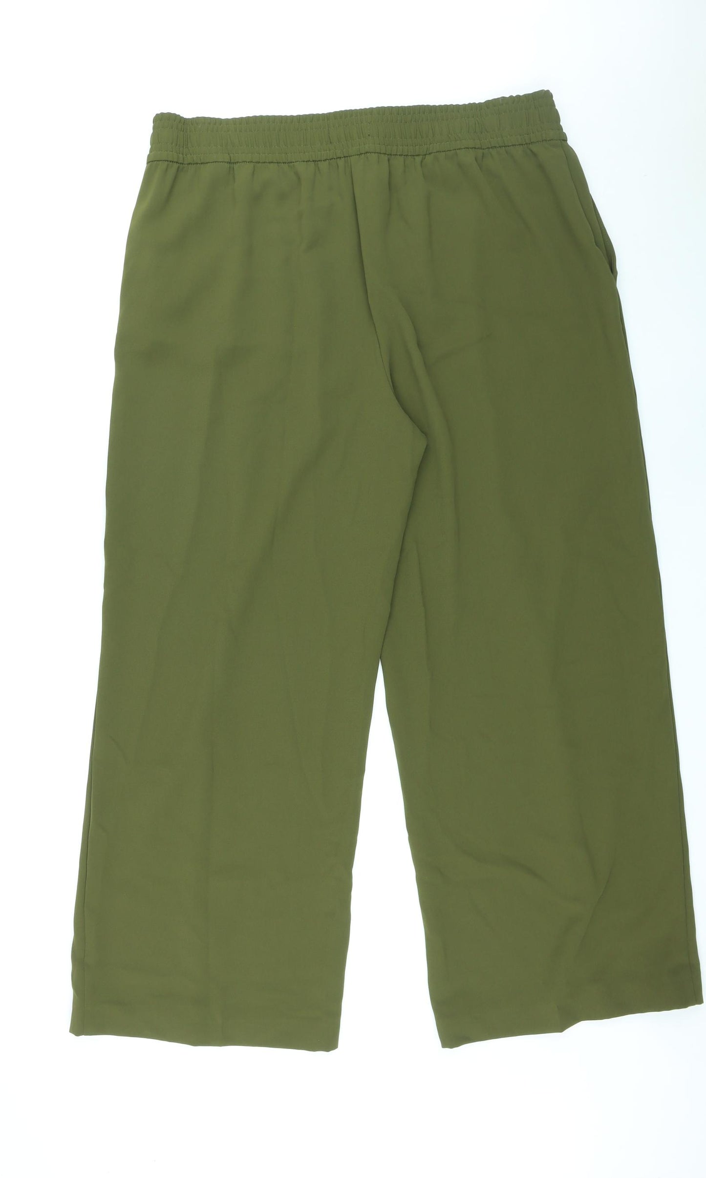 Marks and Spencer Womens Green Polyester Trousers Size 20 in L28 in Regular Drawstring