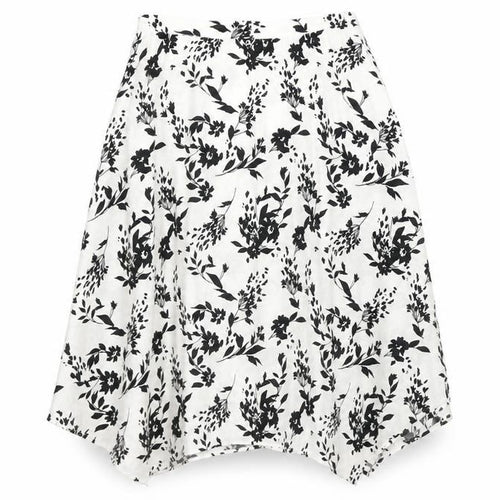 Marks and Spencer Womens Ivory Floral Polyester A-Line Skirt Size 10 Zip