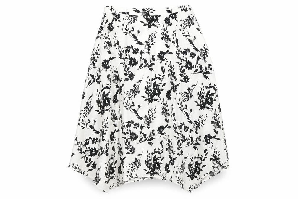 Marks and Spencer Womens Ivory Floral Polyester A-Line Skirt Size 10 Zip