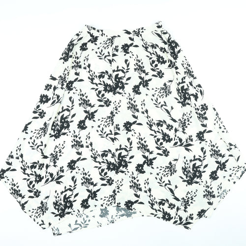 Marks and Spencer Womens Ivory Floral Polyester A-Line Skirt Size 10 Zip