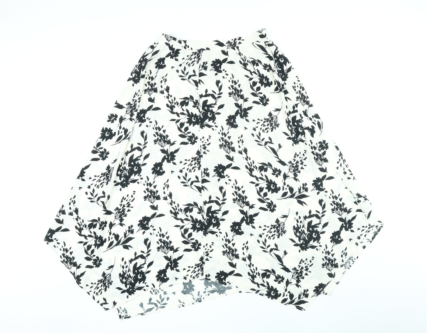 Marks and Spencer Womens Ivory Floral Polyester A-Line Skirt Size 10 Zip