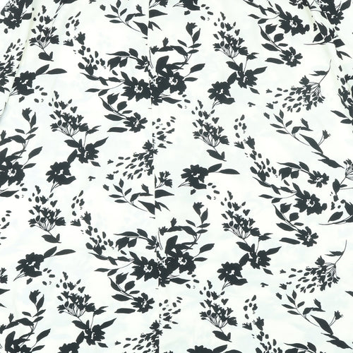 Marks and Spencer Womens Ivory Floral Polyester A-Line Skirt Size 10 Zip
