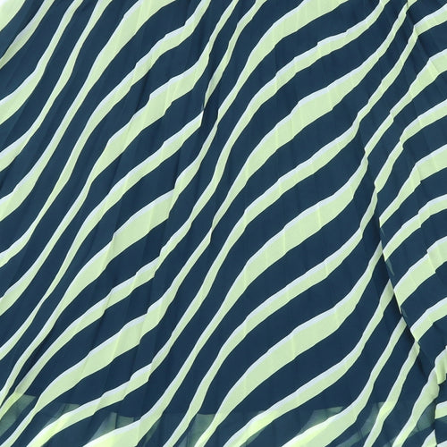 Marks and Spencer Womens Green Striped Polyester A-Line Skirt Size 12