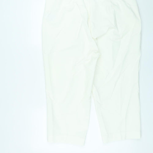 Marks and Spencer Womens White Cotton Cropped Trousers Size 22 L21 in Regular Zip