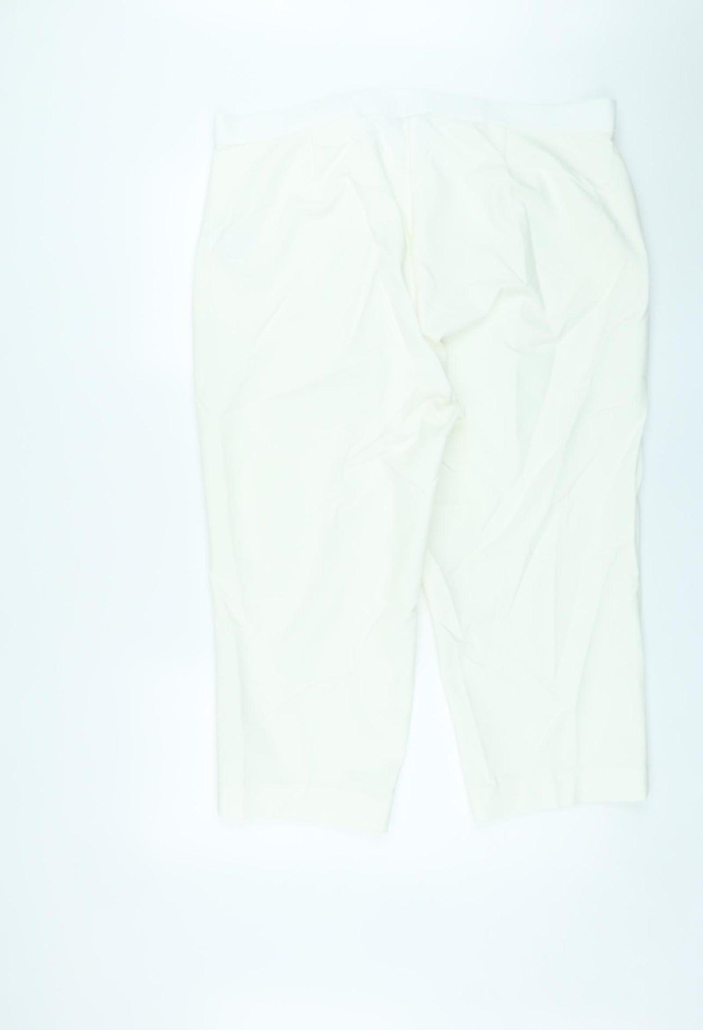 Marks and Spencer Womens White Cotton Cropped Trousers Size 22 L21 in Regular Zip