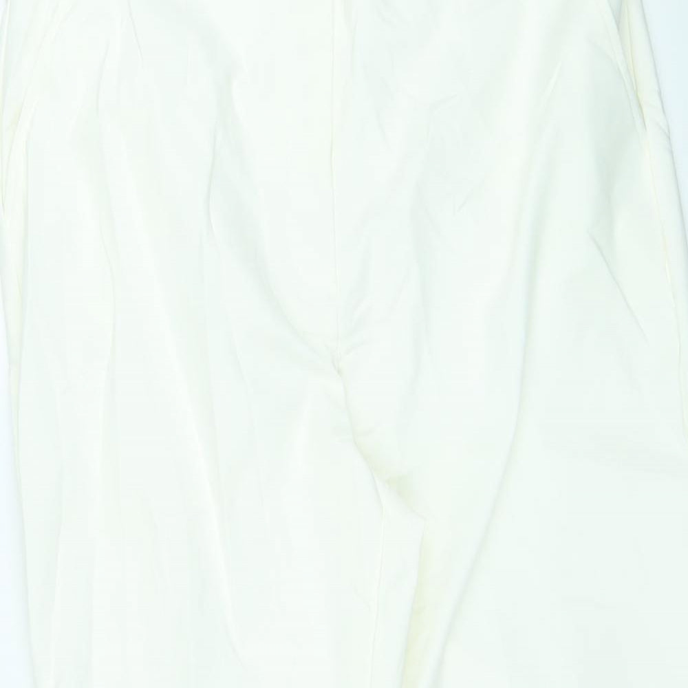 Marks and Spencer Womens White Cotton Cropped Trousers Size 22 L21 in Regular Zip