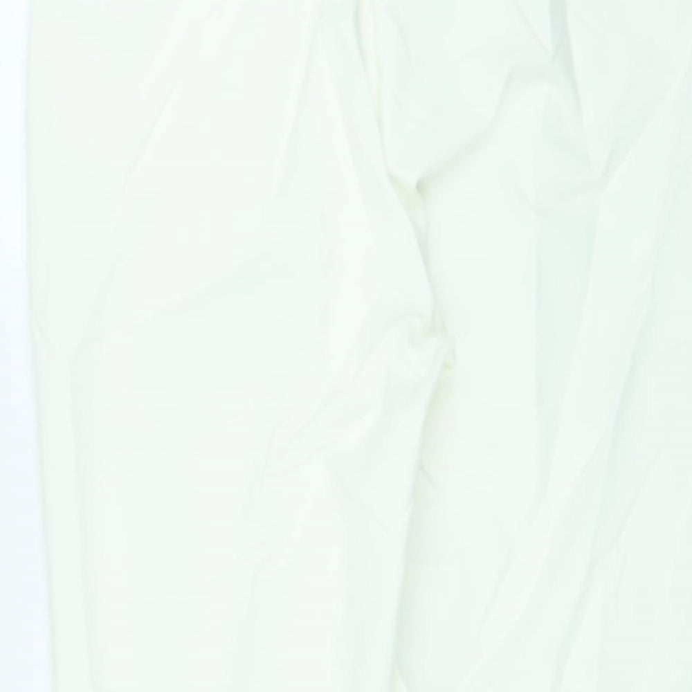 Marks and Spencer Womens White Cotton Cropped Trousers Size 22 L21 in Regular Zip
