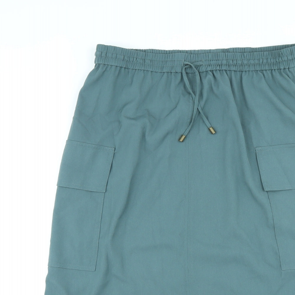 Marks and Spencer Womens Blue Polyester Cargo Skirt Size 16 Drawstring