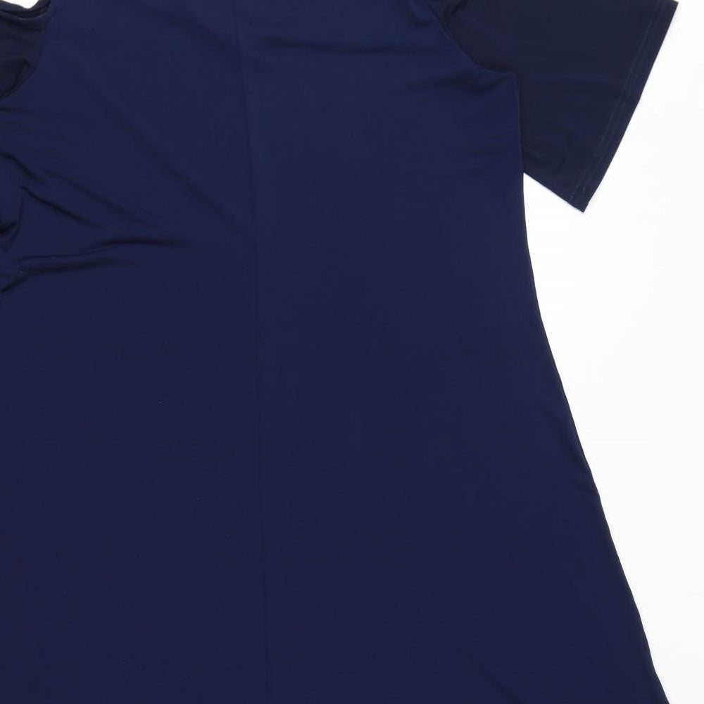 Roman Womens Blue Polyester A-Line Size 14 V-Neck Pullover - Cold Shoulder