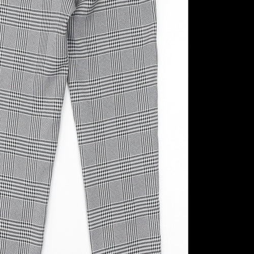 Boohoo Womens Black Check Polyester Trousers Size 8 L30 in Regular Zip