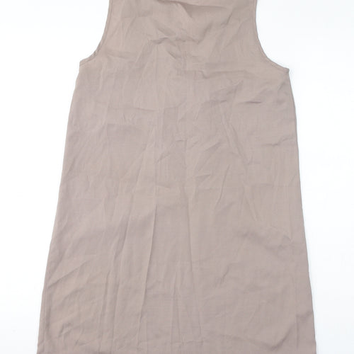 Reiss Womens Brown Polyester Tank Dress Size 12 V-Neck Pullover - Ruffles