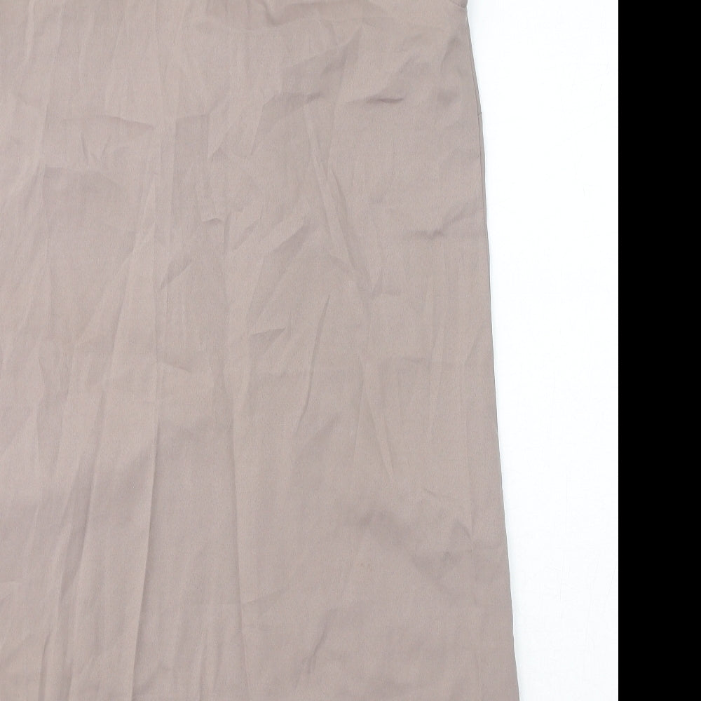 Reiss Womens Brown Polyester Tank Dress Size 12 V-Neck Pullover - Ruffles