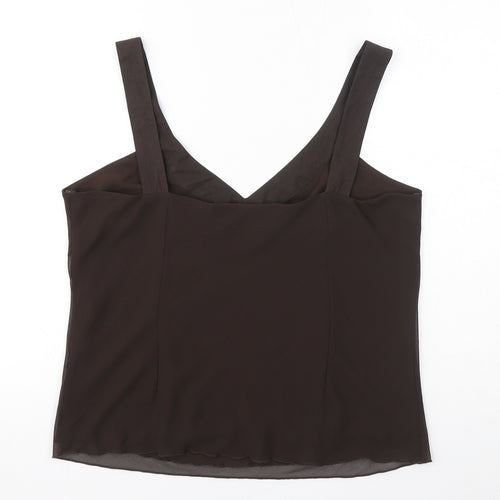 Per Una Womens Brown Polyester Cropped Tank Size 16 V-Neck - Sequins