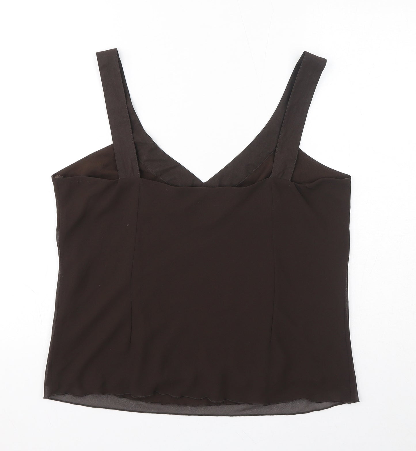 Per Una Womens Brown Polyester Cropped Tank Size 16 V-Neck - Sequins