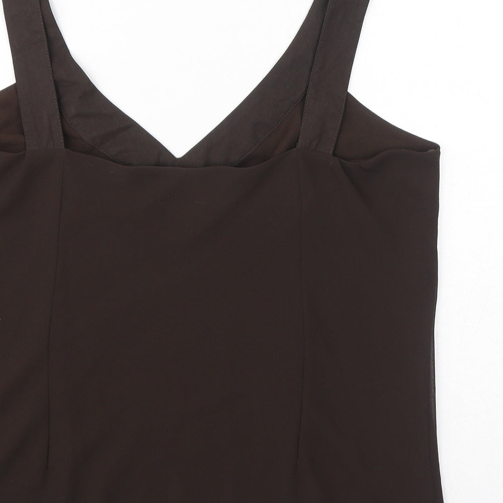 Per Una Womens Brown Polyester Cropped Tank Size 16 V-Neck - Sequins