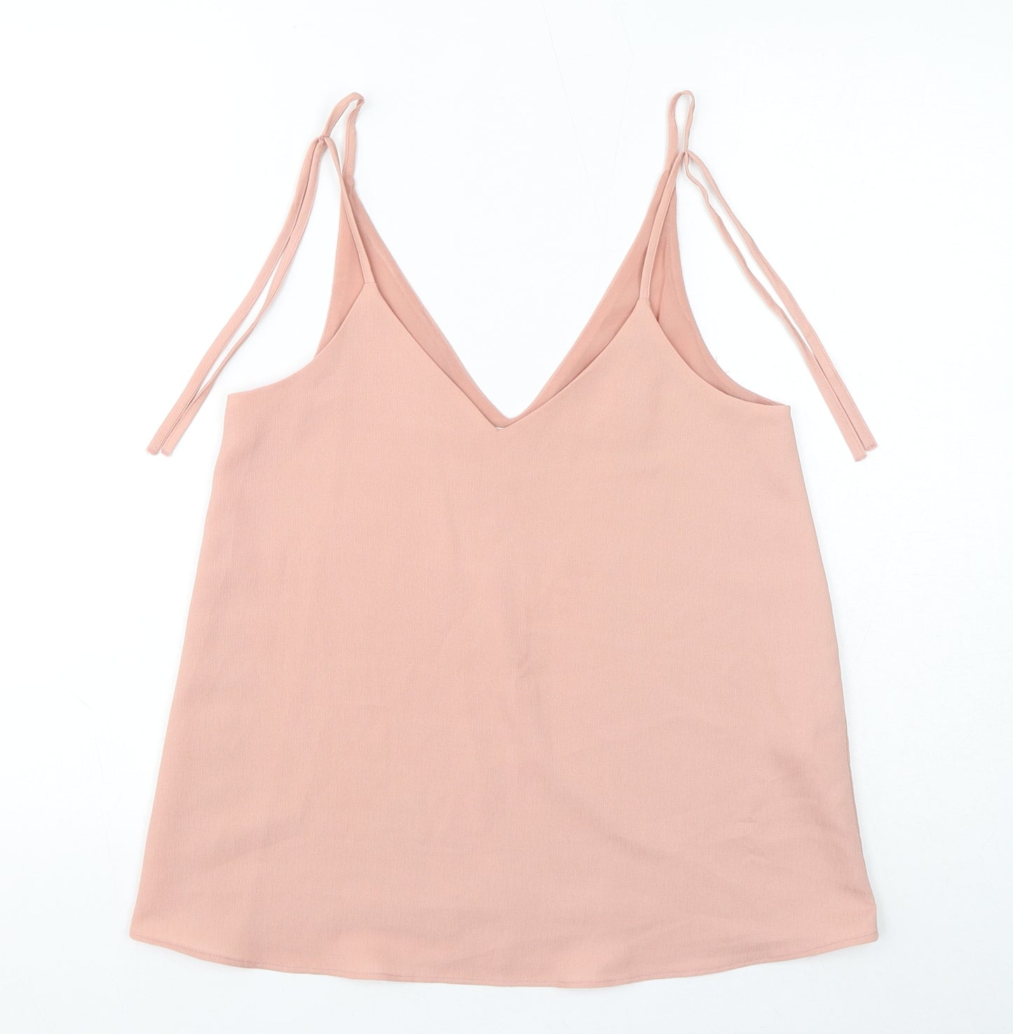 River Island Womens Pink Polyester Basic Tank Size 6 V-Neck